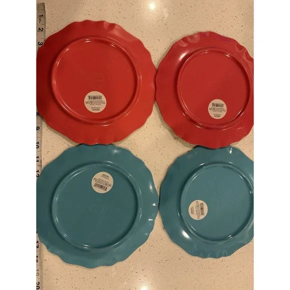 Target Home Melamine Salad Plates Set of  4 Scalloped Edges Pastels Butterflies - Picture 6 of 8